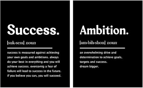 Posterizer 2 pcs-Meaning Of Ambition and Success-Dream Bigger-Motivational & Inspirational Art-Gift for Entrepreneurs-Decor for Home & Office- unf...